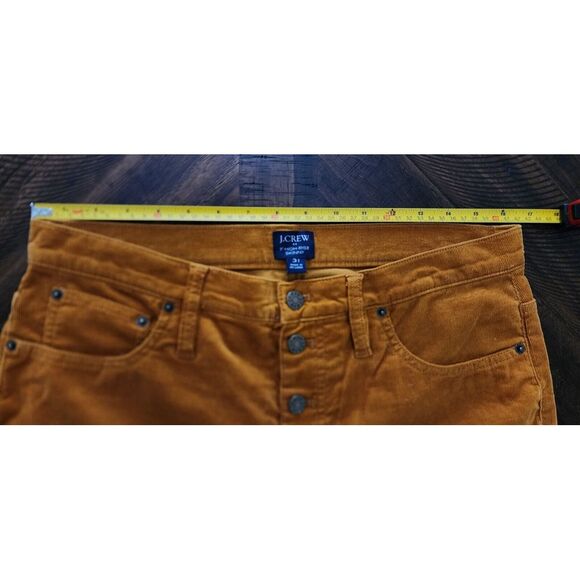 Women's J.Crew Size 31‎ 9" High-Rise Skinny Button Fly Gold Corduroy Pants - Picture 6 of 9